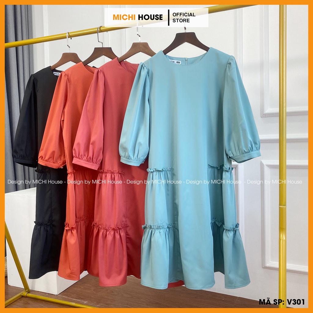 Váy Suông Nữ Dáng Rộng Nhiều Màu V301 MICHI House Đầm Xuông Cổ Tròn Tay Lỡ Thiết kế Dễ Mặc Bầu Xinh Thoải Mái