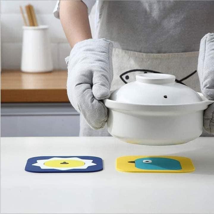 Tấm lót nồi lót cốc silicon hoạt hình siêu cute