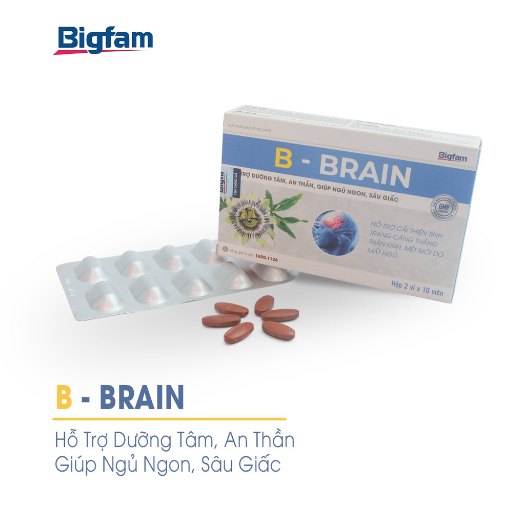 Viên uống ngủ ngon, sâu giấc, dưỡng tâm an thần B-Brain Bigfam (Hộp 2 vỉ x 10 viên )