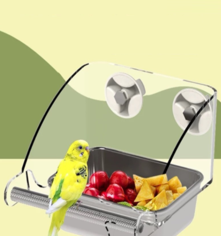 1 khay ăn 1 khay ăn KACC10 cao cấp kèm cây đậu mài móng (15*19*13) dùng cho chim, vẹt ăn