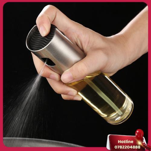 Bình Xịt Dầu Ăn Thân Thuỷ Tinh Đầu Xịt Inox - Miễn Phí Vận Chuyển