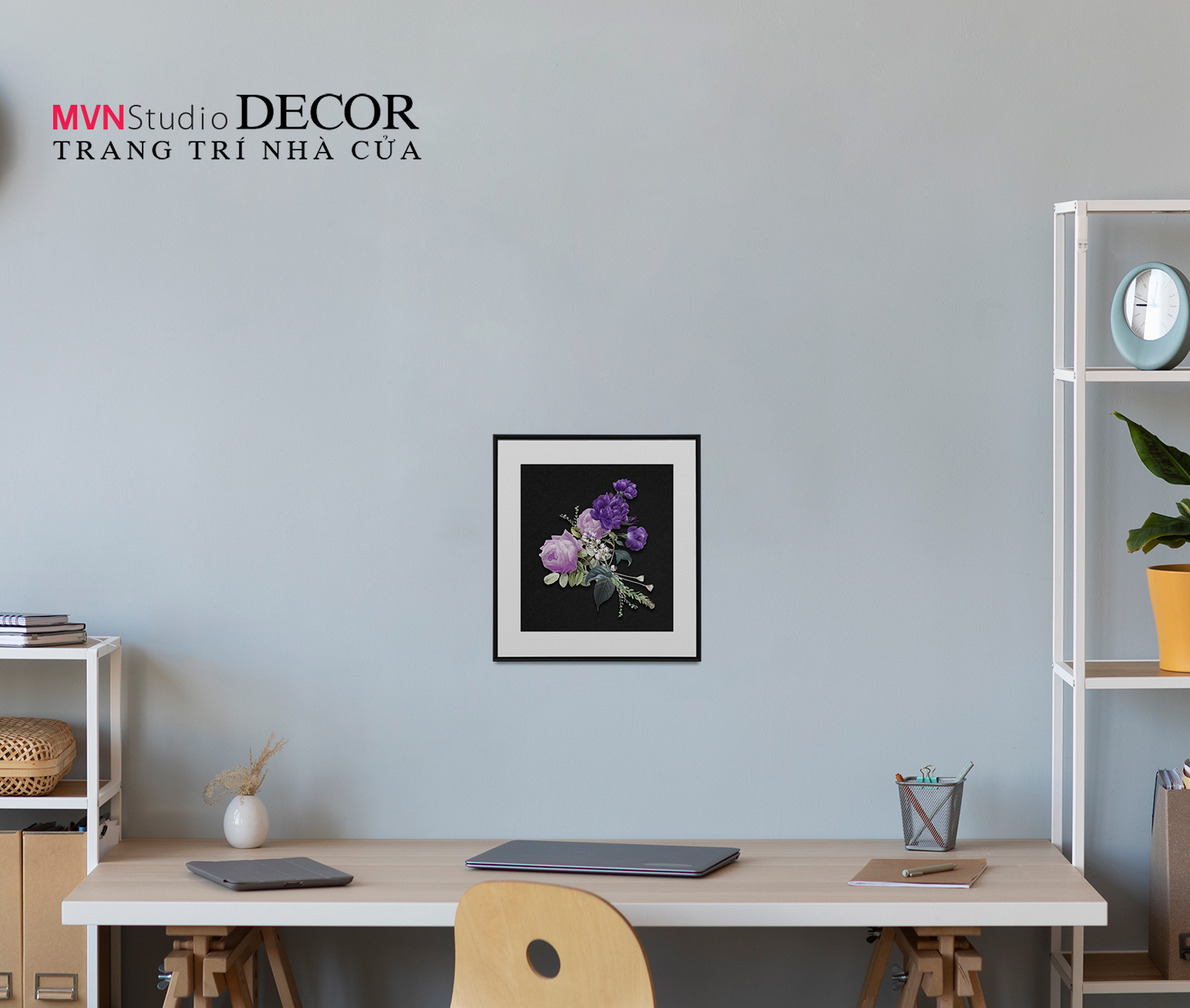 Tranh decal dán tường KHUNG ẢNH HOA trang trí PHÒNG KHÁCH, BÀN LÀM VIỆC, PHÒNG NGỦ - MVN Studio Decor