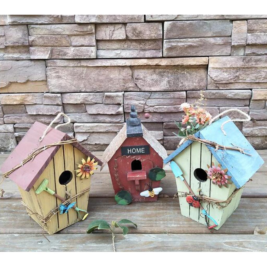 2 x Decorative Bird House, Hanging House Bird Feeder with Hanging Rope