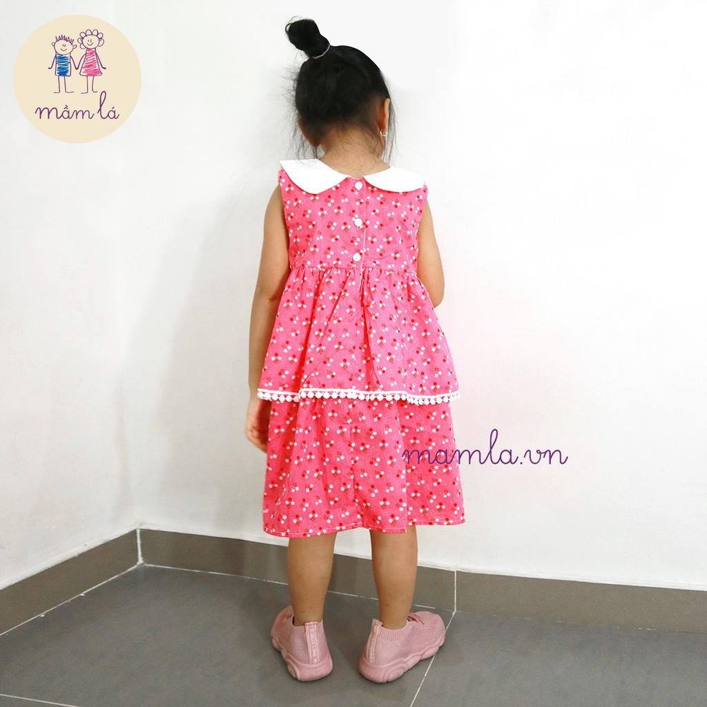 Váy Sara hoa baby trắng nền hồng OliRiver 2Y-6Y
