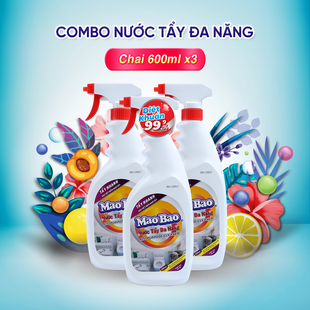 Combo 03 chai Nước Tẩy Đa Năng Mao Bao 600ml