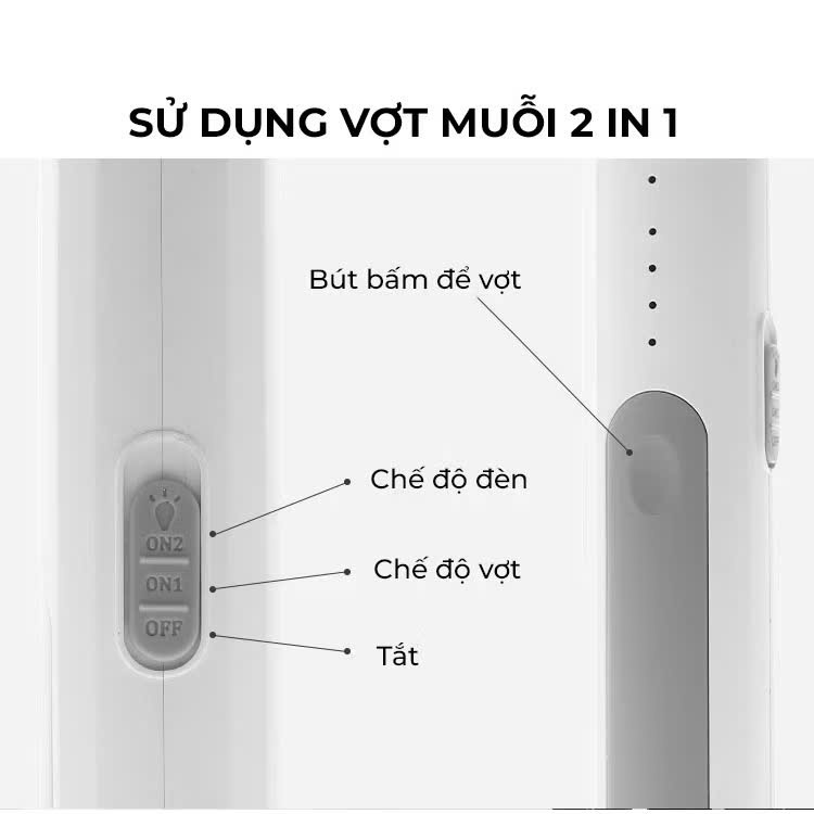 Vợt muỗi kiêm đèn bắt muỗi cao cấp 2 trong 1 tự động thông minh pin 1200mAh sạc 1 lần dùng đến 25 ngày - Hàng chính hãng