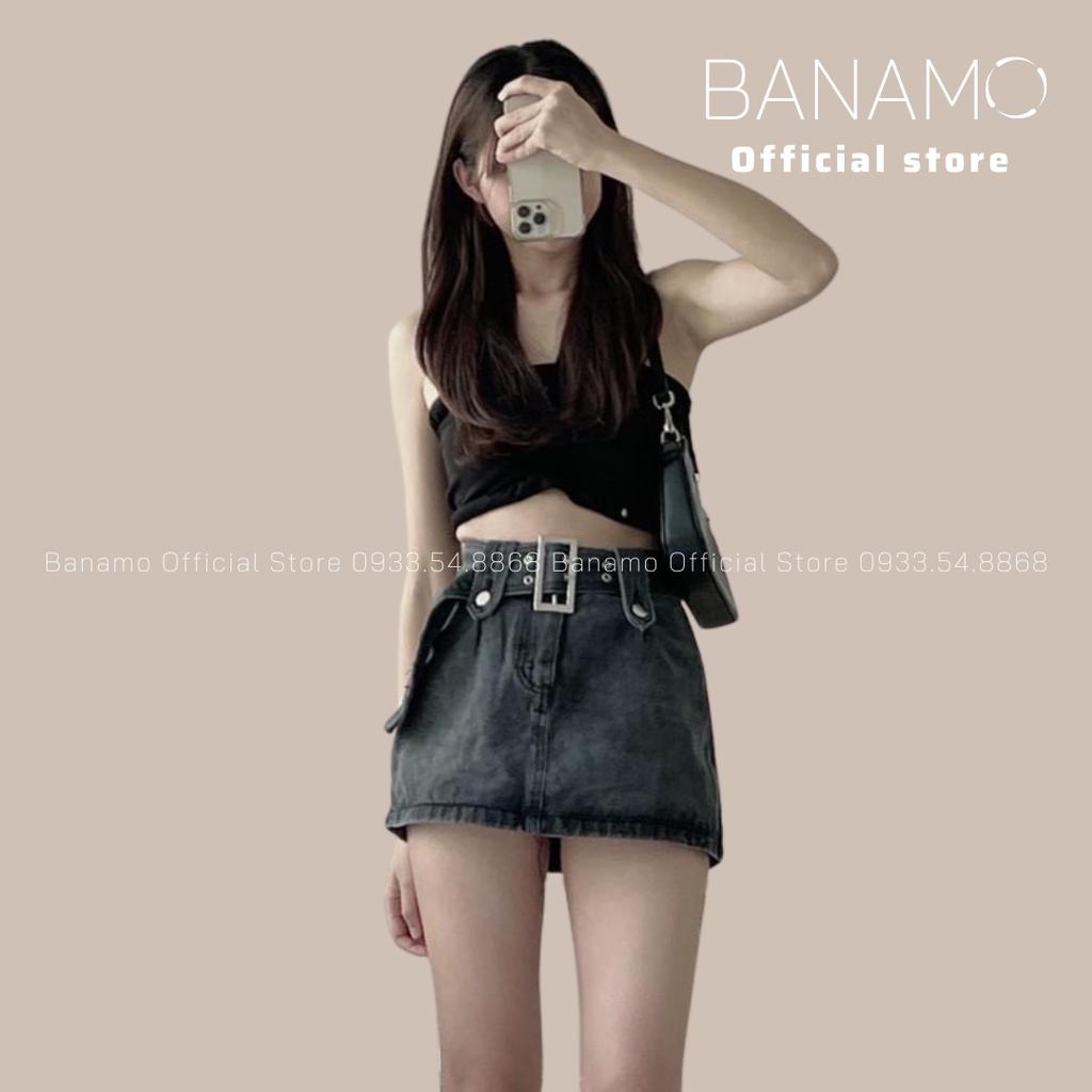Chân váy jeans nữ dáng chữ A có quần chống lộ siêu đẹp thời trang Banamo Fashion váy jean 567