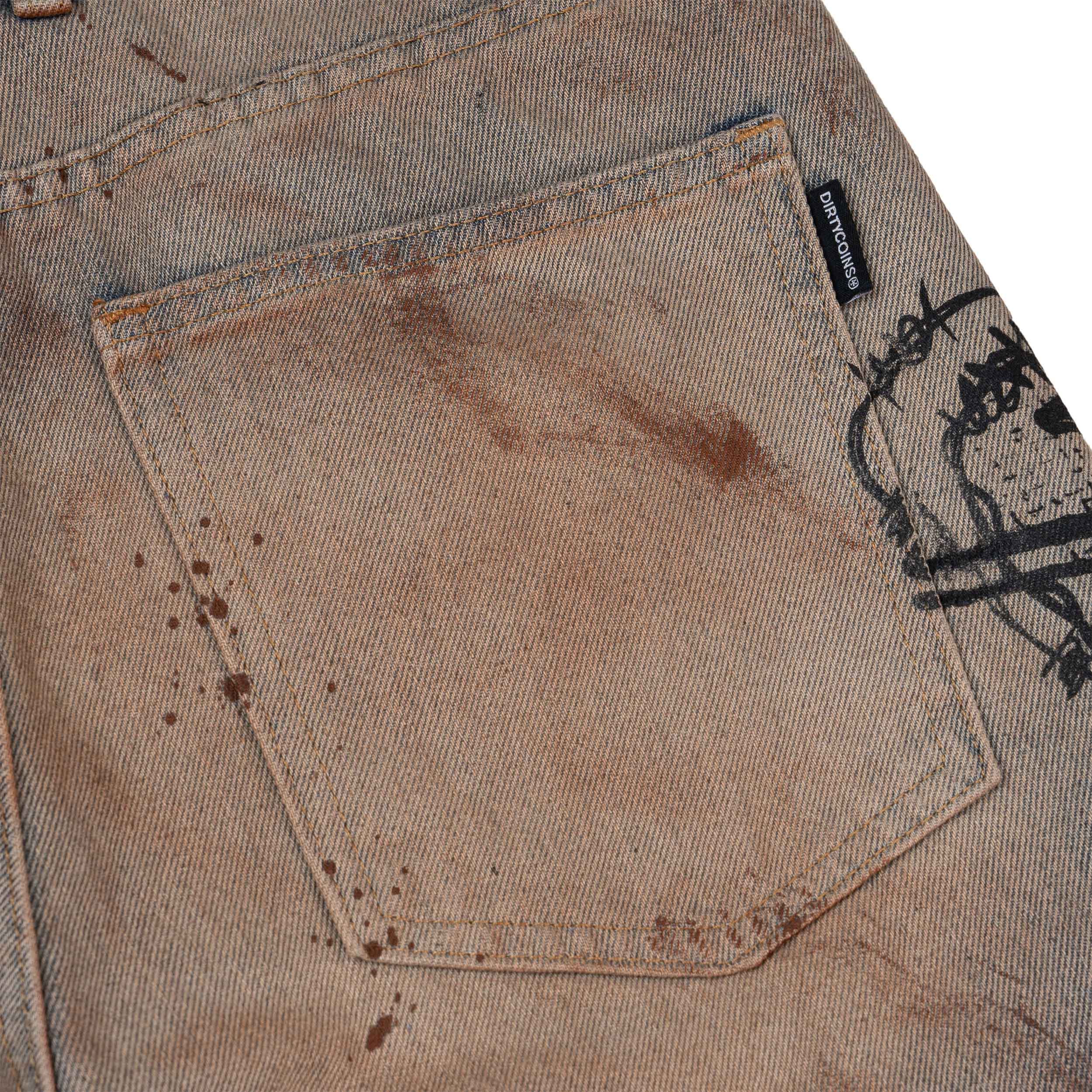 Quần DirtyCoins Stain Disstress Baggy Denim Pants Faded Blue