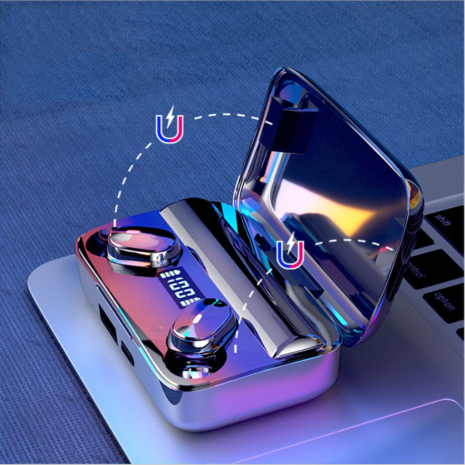 Tai nghe bluetooth A9 Pro, tai nghe không dây nhét tai chống nhiễu tốt, đèn Led theo dõi mức pin dễ dàng cùng dung lượng pin khủng có thể sạc được cho điện thoại- Hàng nhập khẩu