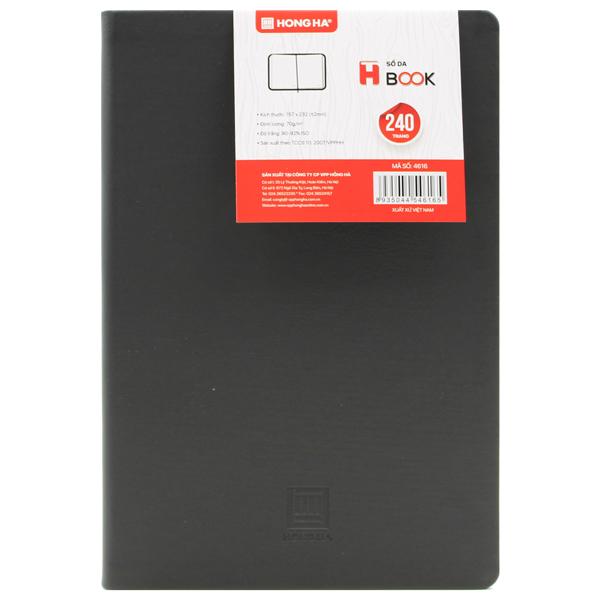 Sổ Da H-Book - B5 Kẻ Ngang 240 Trang ĐL 70g/m2 - Hồng Hà 4616 - Màu Đen