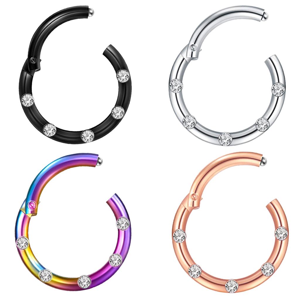 Crystal Stainless Steel Fake Septum Clicker Nose Ring Non-piercing Colorful