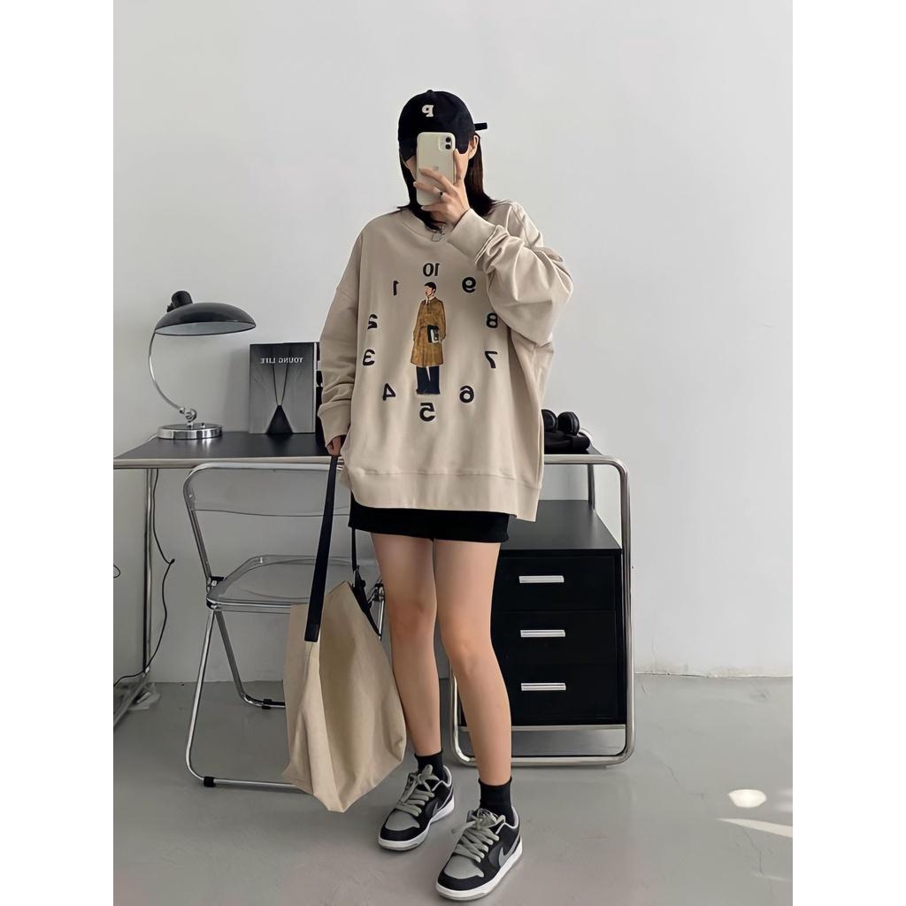 Áo Sweater Nỉ Unisex Nam Nữ In Hình Chàng Trai Đồng Hồ