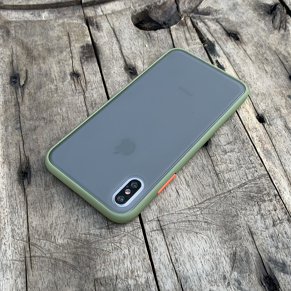 Ốp lưng chống sốc dành cho iPhone XS MAX nút bấm màu cam - Màu xanh