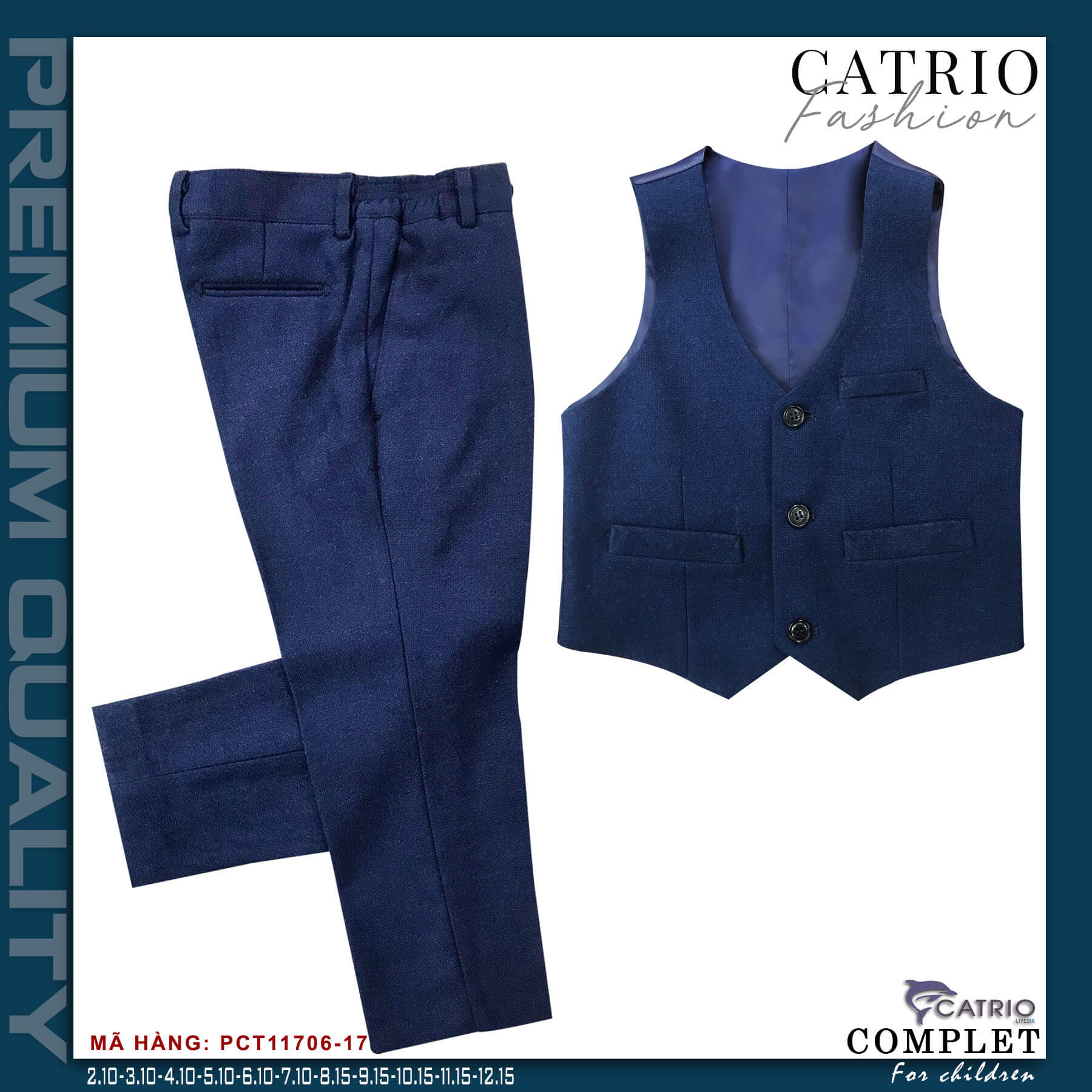BỘ VEST BÉ TRAI CATRIO PCT11706/17 LÀ BỘ COMPLET TRẺ EM từ 2 tuổi đến 12 tuổi phù hợp ngày lễ tết, tiệc cưới thuộc BST quần áo complet veston trẻ em CATRIO mùa thu đông 2021