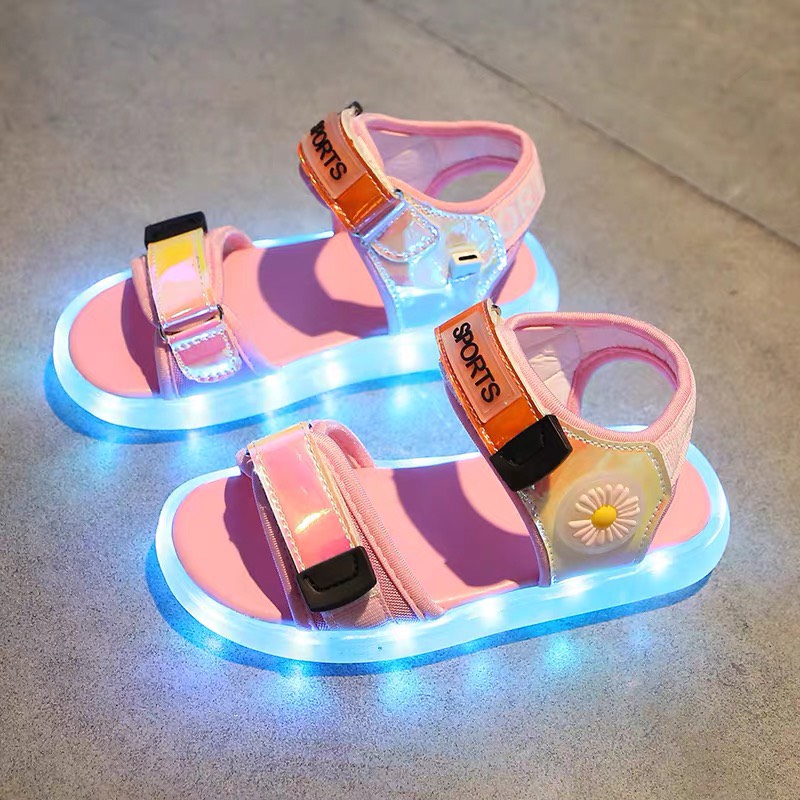 Giày sandal phát sáng đèn LED sạc USB thông minh cho bé gái 3 - 12 tuổi SG39