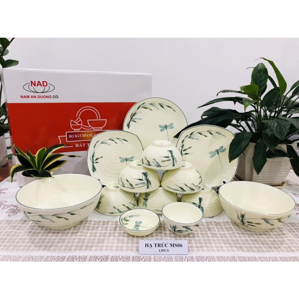 Bộ bát đĩa sứ cao cấp Bát Tràng - Mã SP HẠ TRÚC
