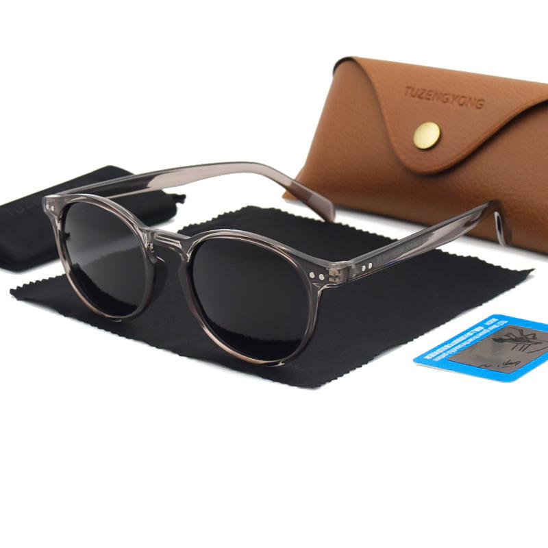 TUZENGYONG New Unisex Siêu Nhẹ TR90 Kính Mát Phân Cực Nam Nữ Lái Xe Hồng Tròn Bóng Vintage Kính Chống Nắng Gafas De Sol
