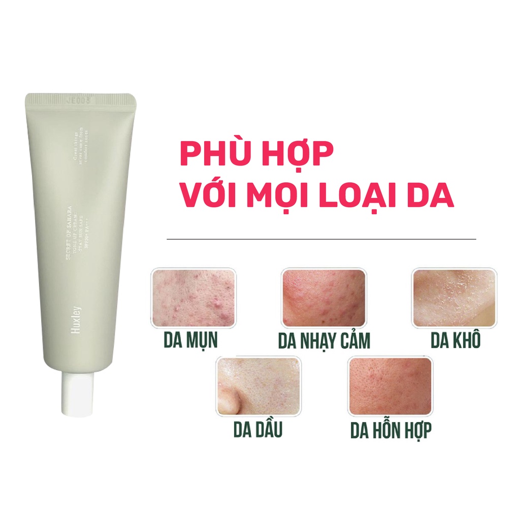 Kem chống nắng nâng tone, dưỡng ẩm da Huxley Tone Up Cream Stay Sun Safe SPF50+ PA+++ 50ml