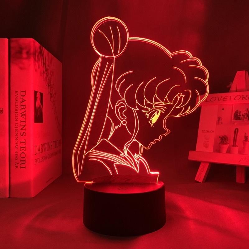 Đèn Led 3d Hình Thuỷ Thủ Mặt Trăng Trang Trí phòng bé Sailor Moon