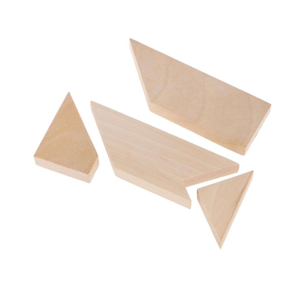 Wooden T Shape Puzzle Toy Vintage Game Tangram Style Family Play Kid Gift
