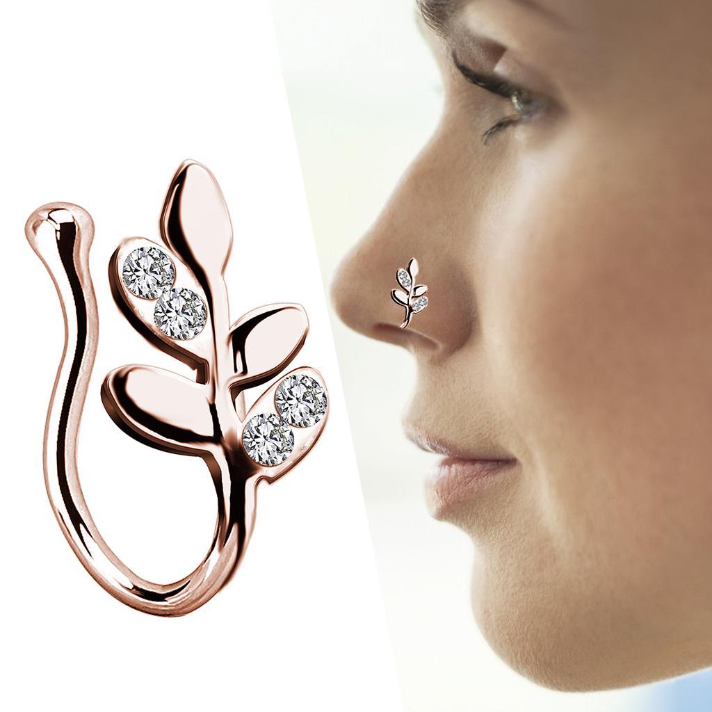 2x Fake Nose Rings 18G Body Piercing Jewelry Non Pierced Rose Gold Silver