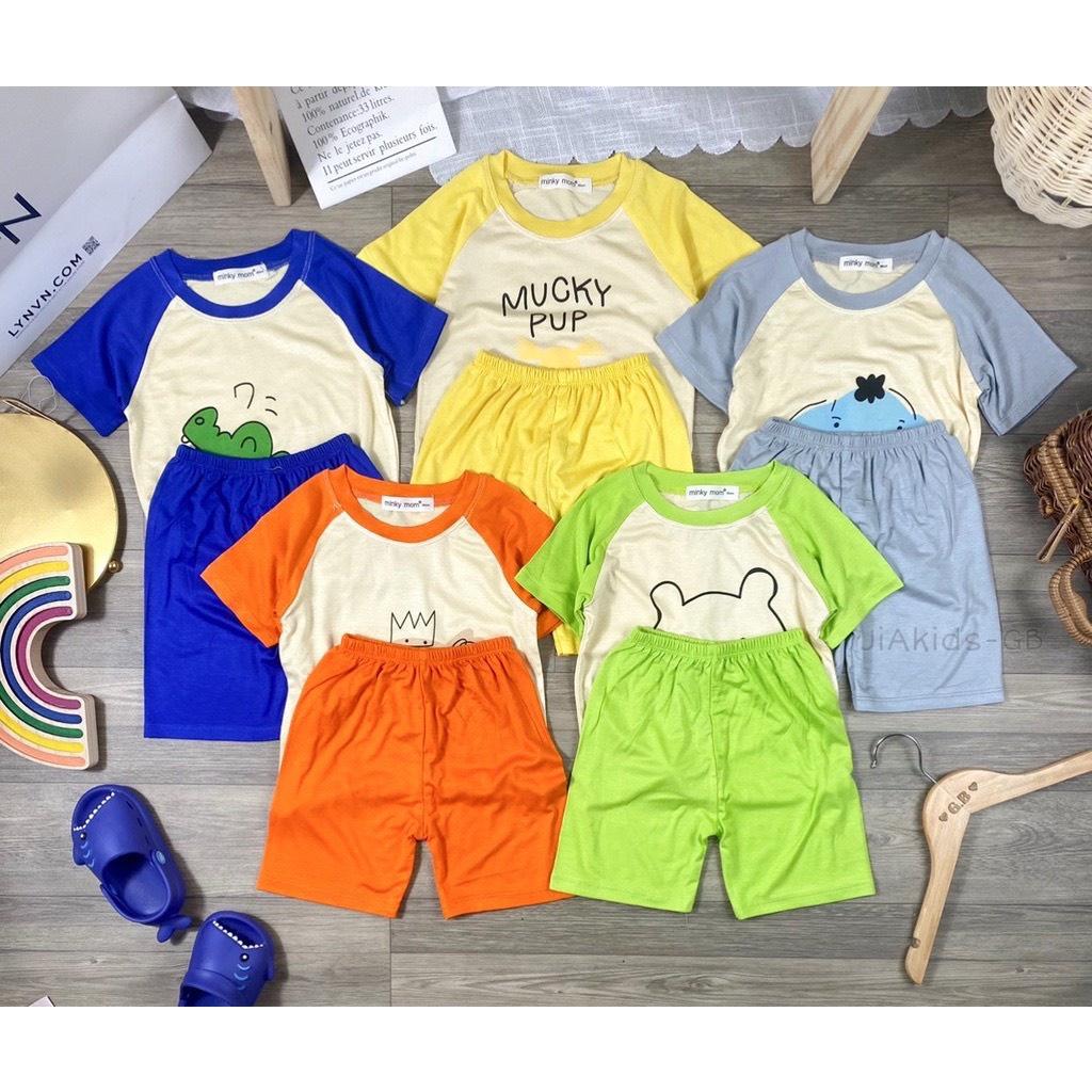 Đồ Bộ Bé Trai Bé Gái Minky Mom Tai ngắn Quần Ngắn, Quần áo trẻ em vải thun lạnh mềm mịn thoáng mát an toàn cho bé NN53