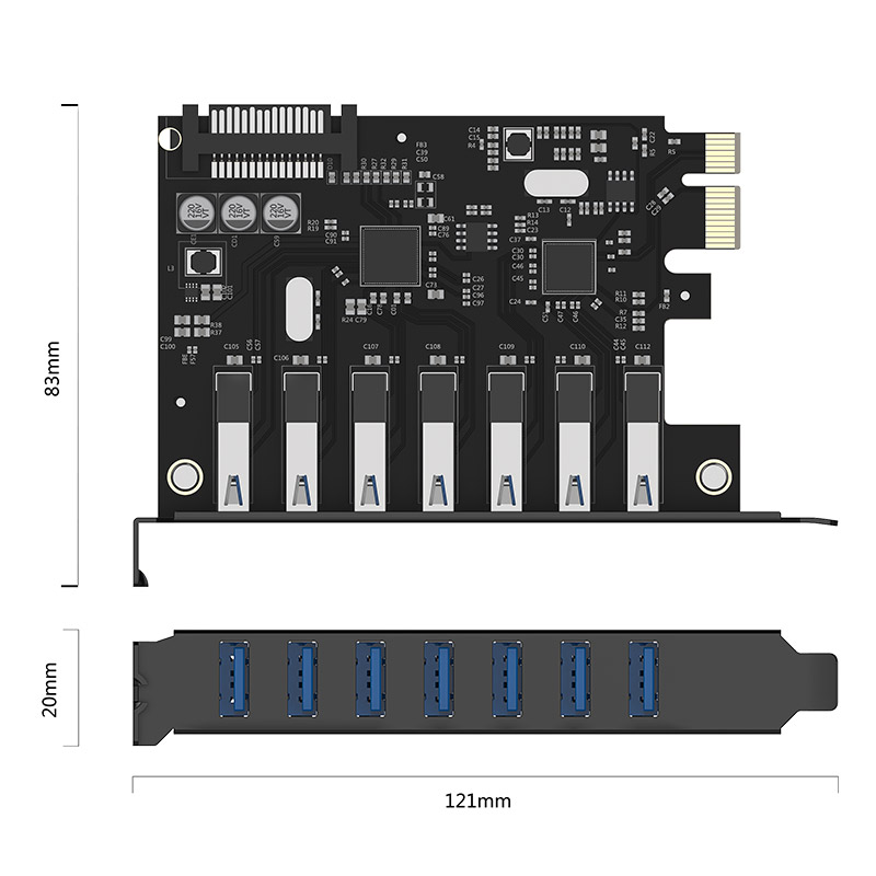 Card mở rộng 7 cổng USB 3.0 ORICO PVU3-7U-V1 Hàng Chính Hãng