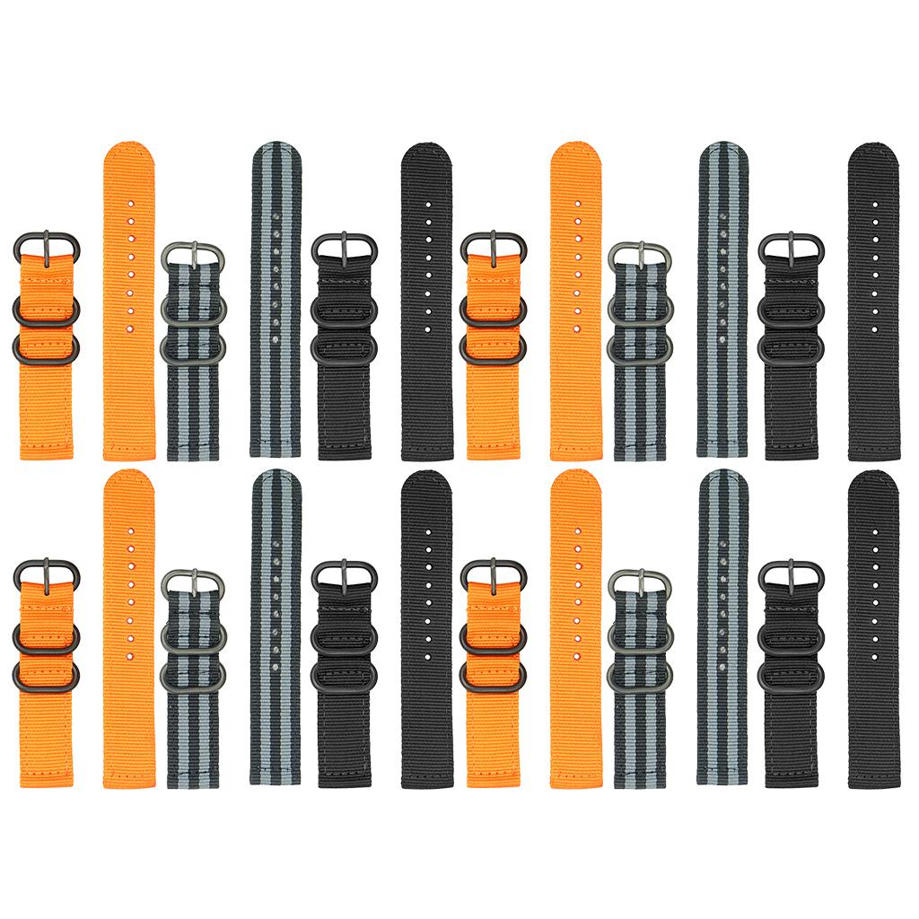 18,20,22,24mm Canvas Watch Strap Replacement Woven Fabric Watch Band with Three Steel Buckle