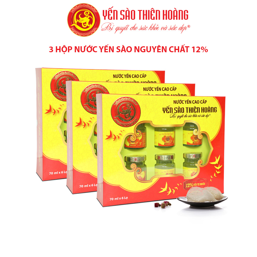 3 hộp yến Thiên Hoàng 12% ( hộp/6 lọ )