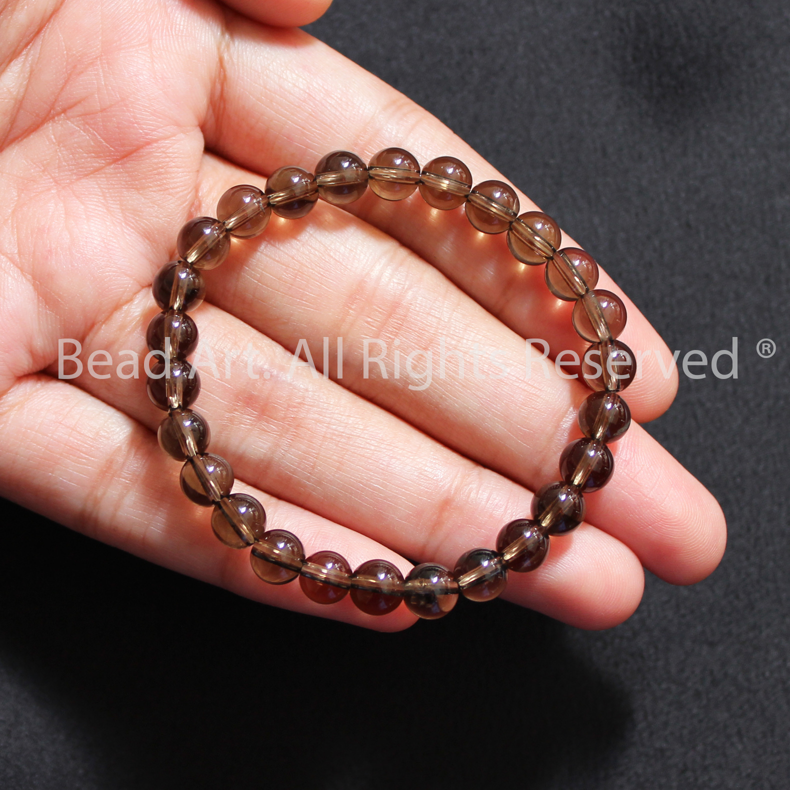 Vòng Tay 6MM Đá Thạch Anh Khói Nâu, Smoky Quartz Tự Nhiên, Mệnh Thuỷ, Kim, Đá Phối Vòng Tay Phong Thuỷ, Chuỗi Hạt - Bead Art