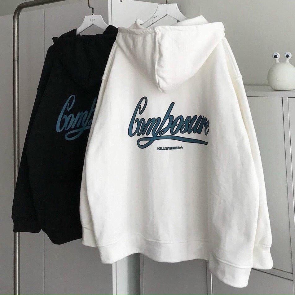 Áo Khoác Nữ Hoodie Zip Form Rộng JEM CLOSET Áo Khoác Nỉ Nữ Có Mũ Chất Liệu Nỉ Bông 3 Màu Đen Trắng