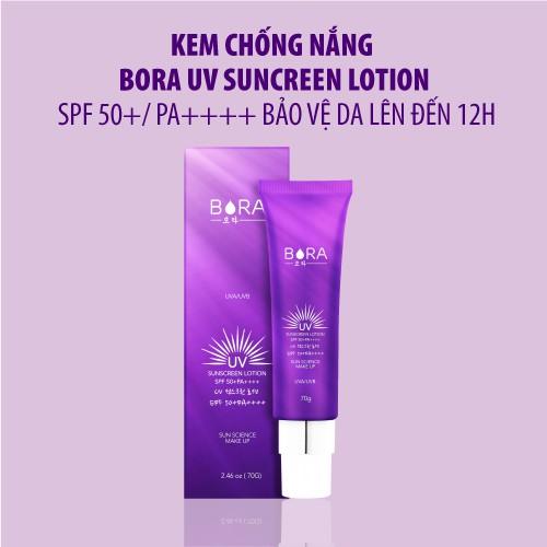 Kem chống nắng Bora UV Suncreen Lotion SPF 50+/ PA++++ bảo vệ da lên đến 12h 70g