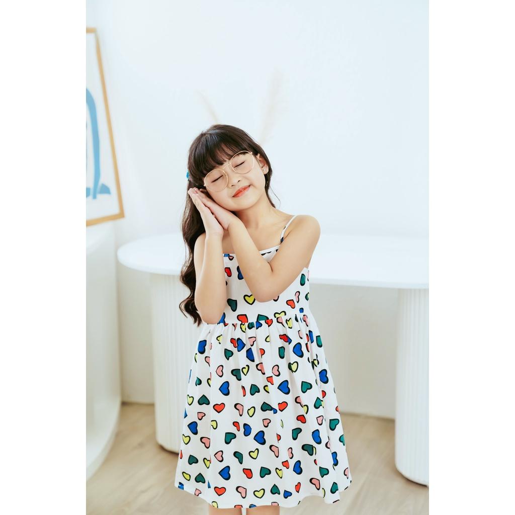 Váy đầm bé gái 2 dây mùa hè ,nơ sau lưng, BKID SHOP