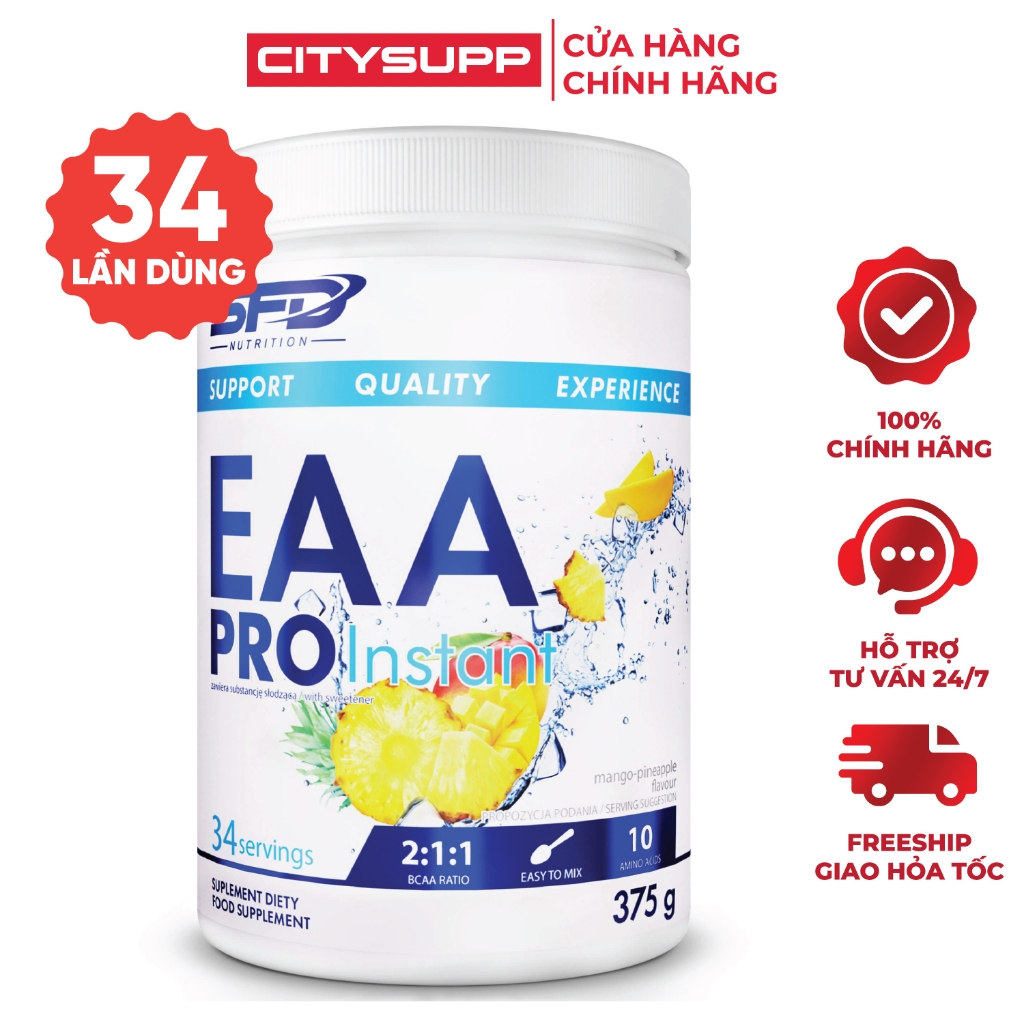 Bột SFD Nutrition EAA Pro Instant 375g (34 lần dùng) Bổ Sung EAA và BCAA, Hỗ Trợ Phục Hồi Cơ &amp; Hấp Thu Protein Hiệu Quả | Nhập Khẩu Ba Lan