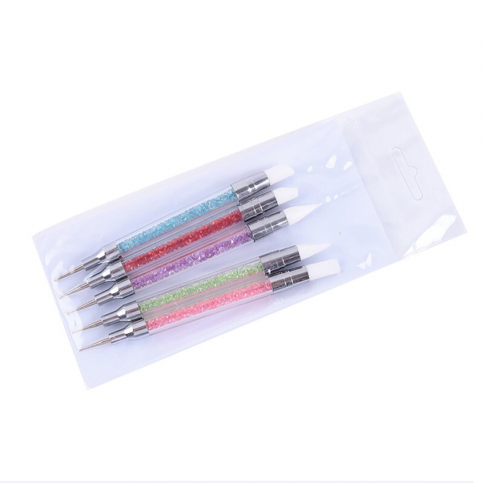 Set cọ silicon chấm bi 2 đầu nặn hoa trang trí nail cán đá 1184