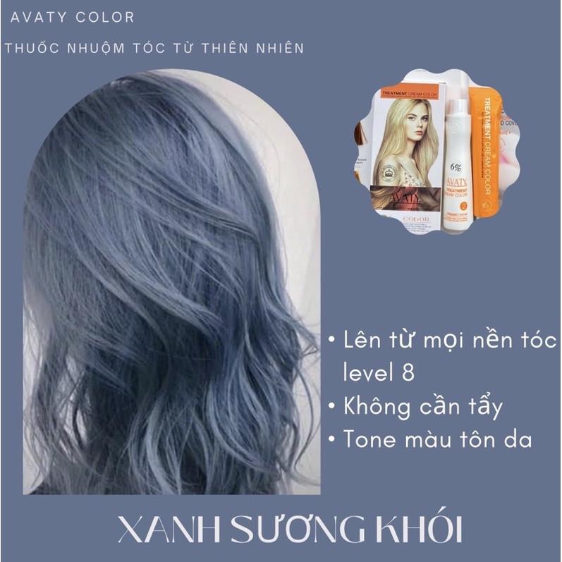 Thuốc Nhuộm Tóc Xanh Dương Xám Kèm Oxi và Gang tay ngăn rụng tóc, mềm mượt