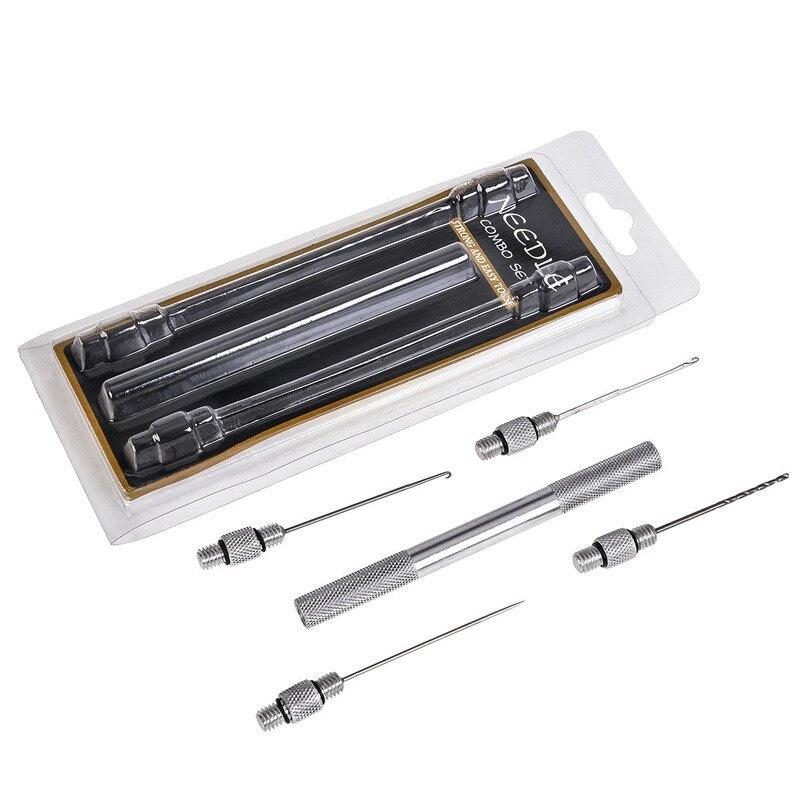 5 in-1 Carp Fishing Rigging Bait Needle Kit Tool Set Bait Boilie Drill Stringer Needle with Nonslip Aluminum Alloy Handle