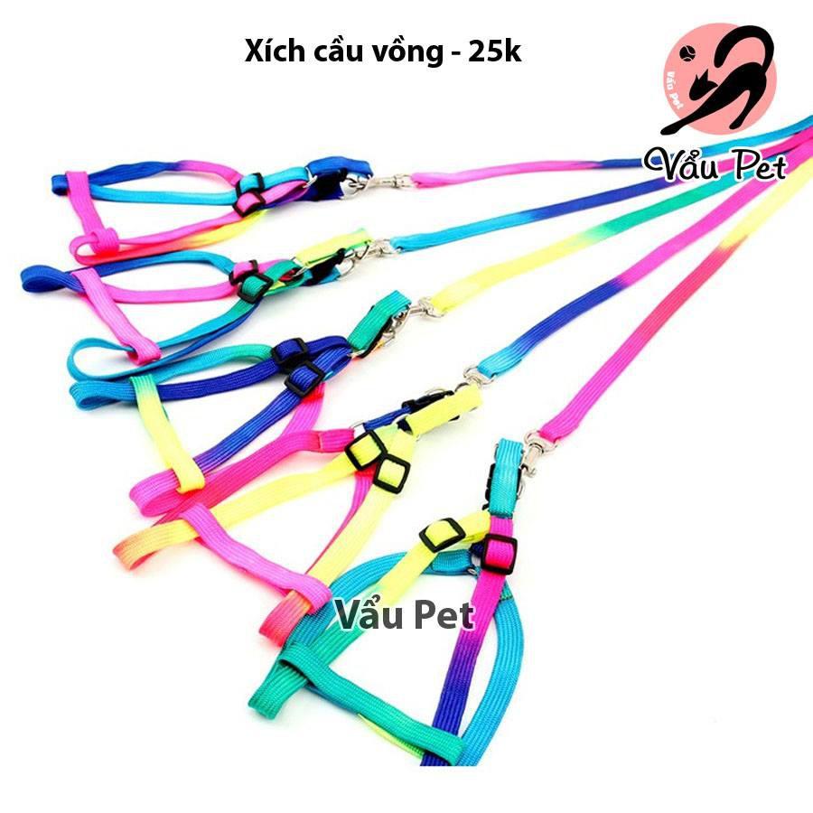 Dây dắt chó mèo đi dạo Xích cầu vồng cho chó mèo nhỏ