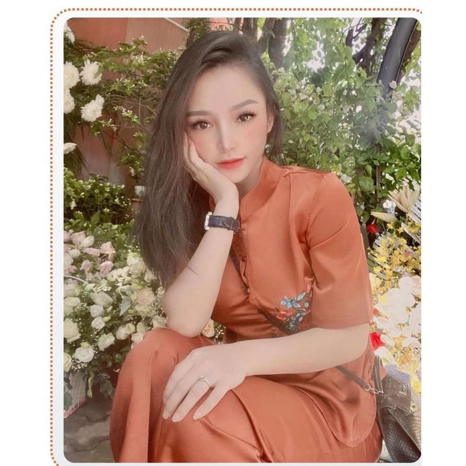 Đồ Lam Nữ Đi Chùa - Bộ Đi Lễ Chùa 2AL001 Trang Nhã Thêu Hoa Cổ Trụ Dành Cho Phật Tử