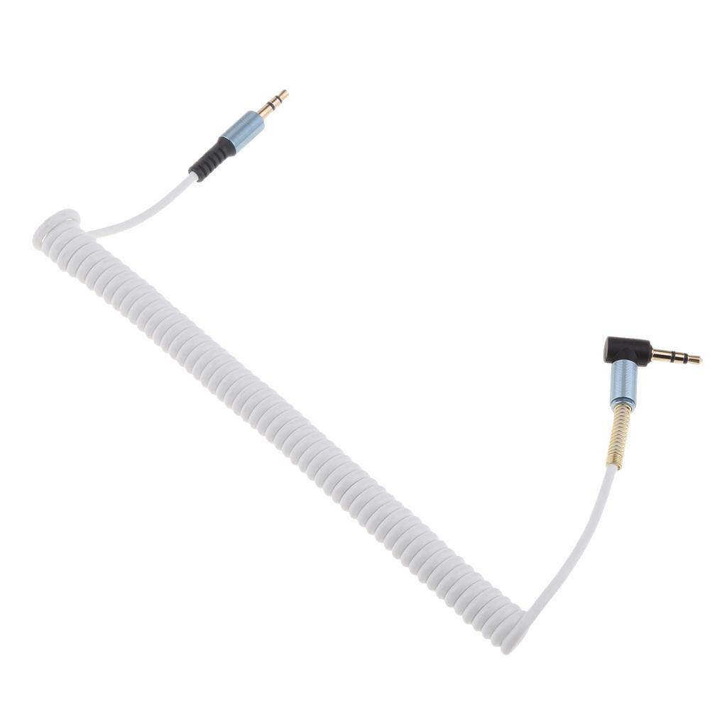 3.5mm M to M Aux Cable Cord L-Shaped Right Angle Audio Headphone White