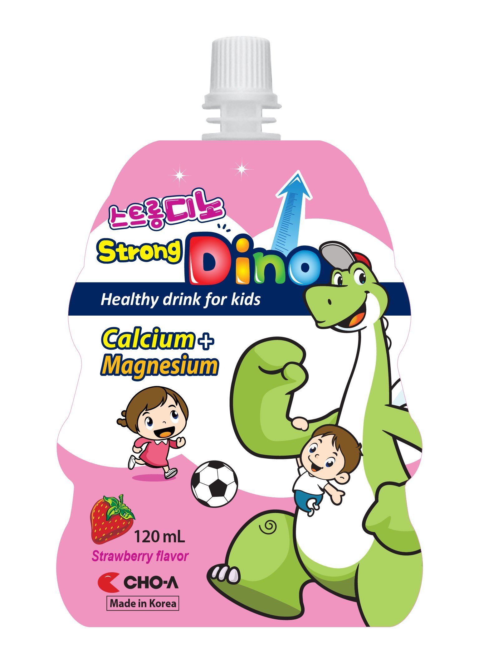 Nước Uống Dino Vị Dâu Bổ Sung Canxi Và Magie Cho Trẻ - Strong Dino (1 Gói x 120ml)