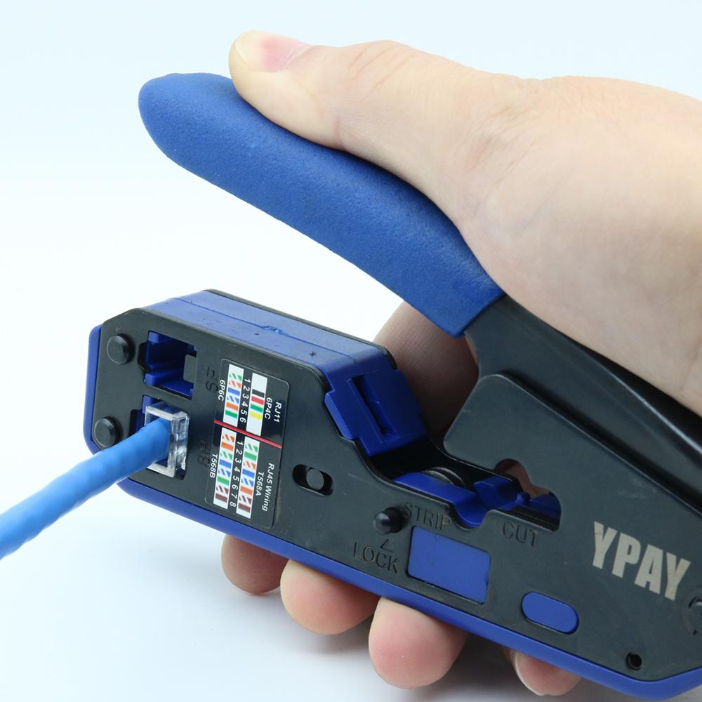 YPAY RJ45 CRIMPING TOBPING KẾT THÁNH Mạng CRIMPER STRIPPER ETHERNET CLIP TONGS RG45 CAT5E CAT5E CAT5 CAT3 RJ11 Đa chức năng