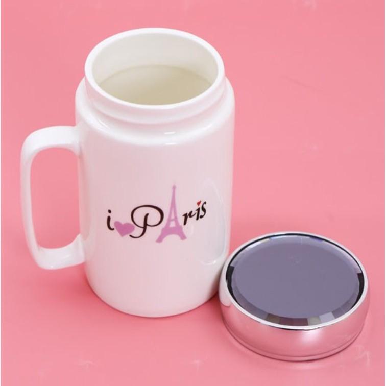 Cốc sứ nắp gương giữ nhiệt 380ml