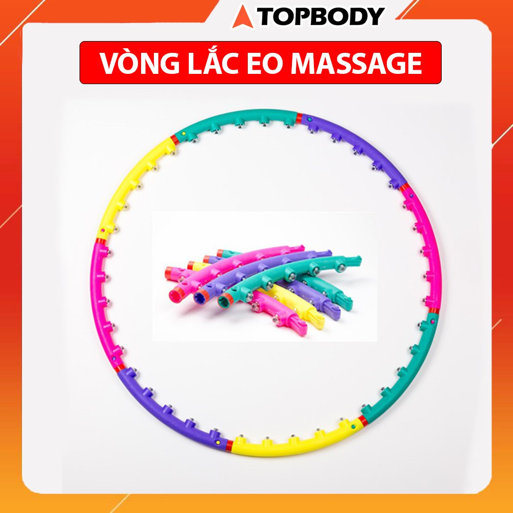 Vòng lắc eo massage Hula Hoop size lớn 98cm hạt từ tính, giảm mỡ bụng TOPBODY