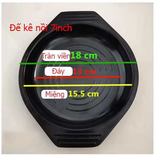 Đĩa đế để kê thố nồi đất đen nấu bánh canh, nấu mì cay 7 cấp độ chất liệu nhựa cứng chịu nhiệt