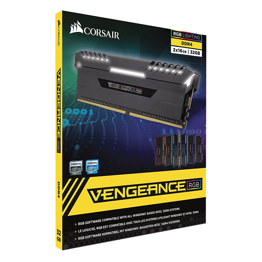 Bộ 2 Thanh RAM PC Corsair Vengeance RGB 8GB DDR4 3200MHz LED RGB - Hàng Chính Hãng