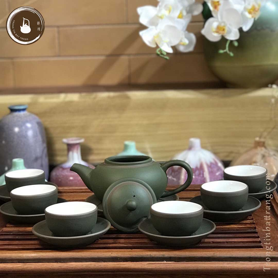 Bộ Ấm Chén Trà Đạo Gốm Tử Sa Bát Tràng Dáng Thủy Bình Dung Tích 290ml AVMT 61