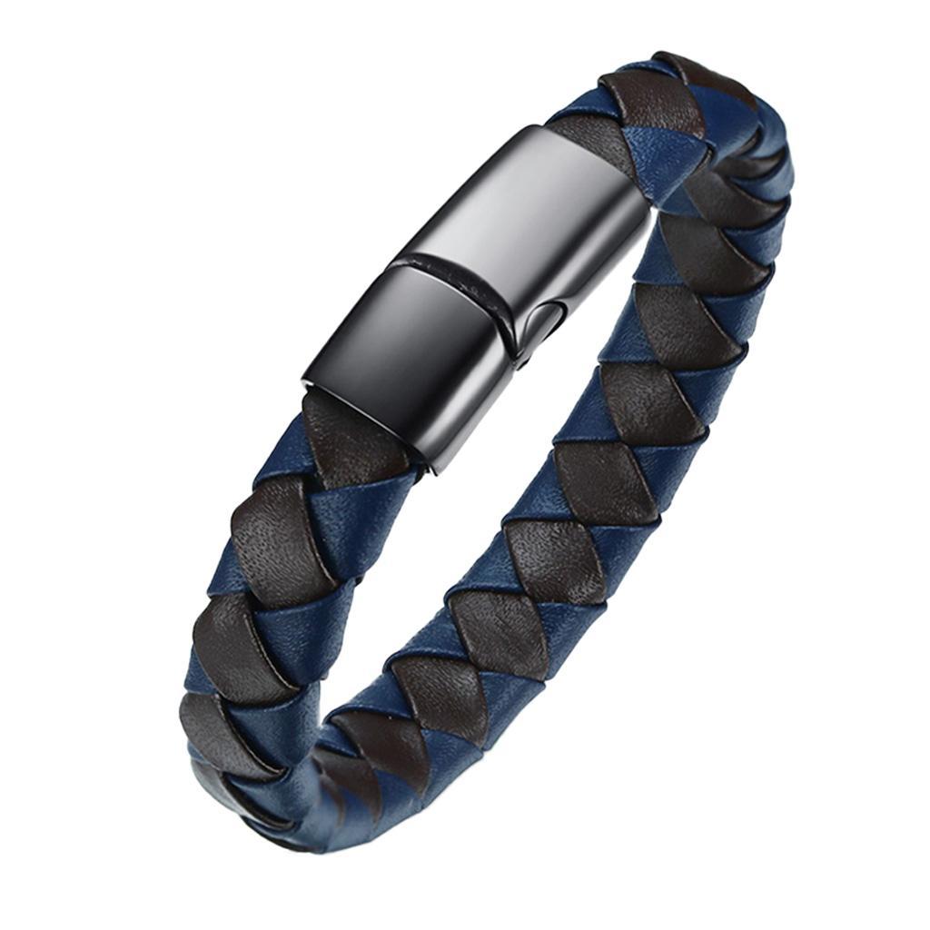 Mens Stainless Steel Bracelet Leather Bracelet Mens Gifts As Described