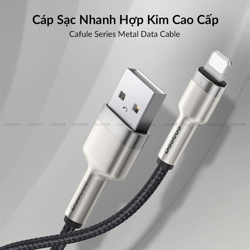 Dây Sạc Nhanh Baseus Cafule Metal Series Data Cable USB to IP 2.4A cho iPhone | Hàng Chính Hãng