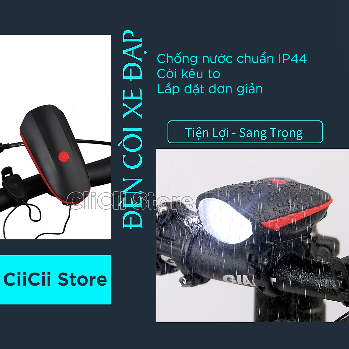 Đèn LED Chiếu Sáng Xe Đạp Sử Dụng Pin AAA Kèm Còi, Hàng Nhập Khẩu